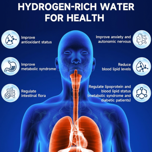 Second image of Hydrogen Water Bottle - Portable, Rechargeable, LED Timer, Aluminum and Glass, 5000 PPB Hydrogen in 10 Minutes, 340ml Capacity, for Husband, Friend & Family, for Travel, Sports, Home, Office(Grey)