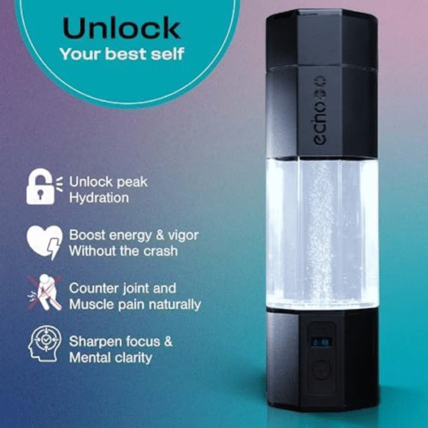 Second image of Echo Go+ Hydrogen Water Bottle - Molecular Hydrogen Up to 4.5PPM - SPE & PEM Hydrogen Water Generator - Alternative to Hydrogen Water Pitcher