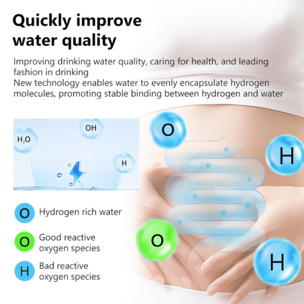 Second image of Hydrogen Water Machine Generator | 1800 PPB High Concentration, Portable Hydrogen Water Maker with SPE and PEM Technology for Home, Gym & Travel, Alkaline pH Balance Technology