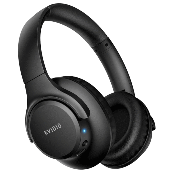KVIDIO Bluetooth Headphones Over Ear, 65 Hours Playtime Wireless Headphones with Microphone, Foldable Lightweight Headset with Deep Bass, HiFi Stereo Sound for Travel Work Cellphone