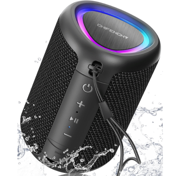 Portable Bluetooth Speaker with Lights, Powerful Crystal Clear Sound, IPX5 Waterproof, All Day Playtime, AUX&TF-Card Input, Bluetooth 5.3, TWS Paring, Small Wireless Speaker for Outdoor, Gift Ideas
