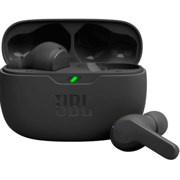JBL Vibe Beam - True Wireless JBL Deep Bass Sound Earbuds, Bluetooth 5.2, Water & Dust Resistant, Hands-free call with VoiceAware, Up to 32 hours of battery life (Black)