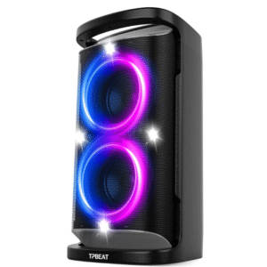 Portable Bluetooth Party Speaker: 160W Peak Powerful Loud Sound Deep Bass Wireless Boombox Large Subwoofer 15 Hours Battery Life Fast Charging with Led Light Show for Outdoor Camping Backyard